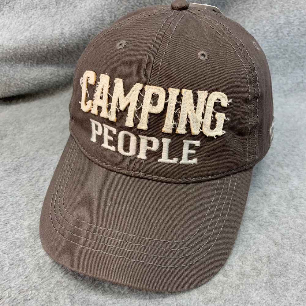 Camping People Unisex Brown We People Hat Distressed Applique Adjustable OSFM